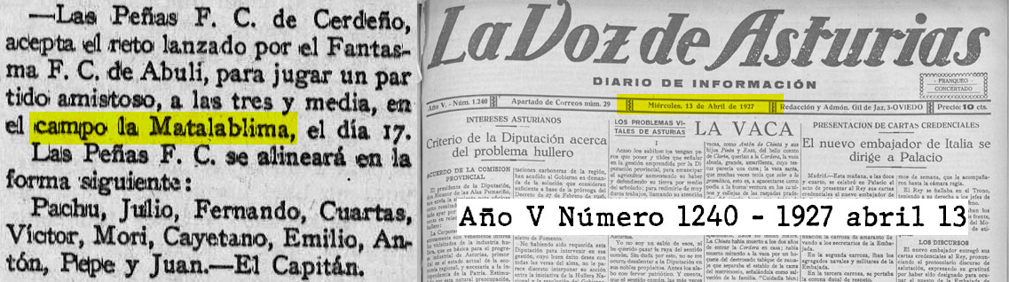 Extracto de La Voz de Asturias : diario de información: Año V Número 1240 - 1927 Abril 13